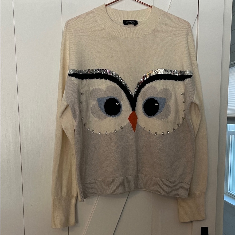 Kate Spade Hoot embellished Owl Sweater. Size S-worn 1x! Conversation starter!
